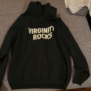 Black Hoodie with 'Virginity Rocks' Print